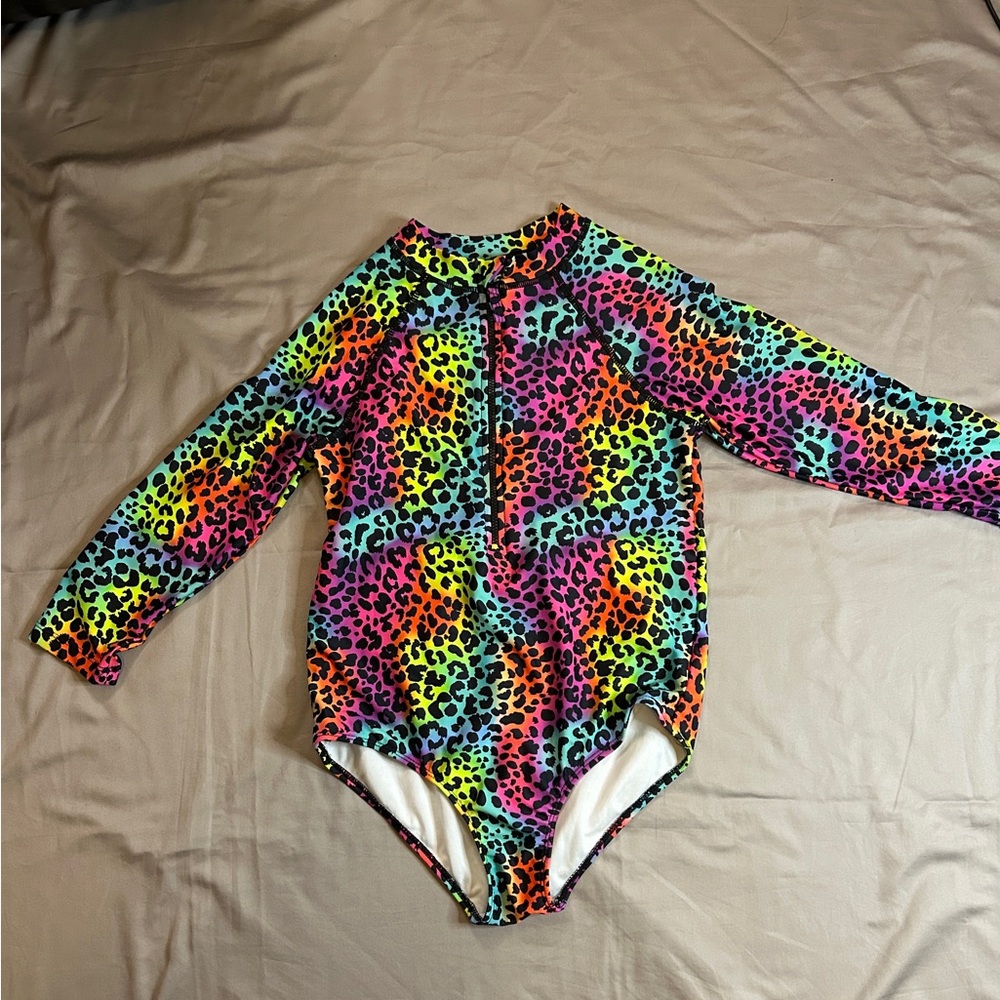 Limited Too multicolored leopard long sleeve bodysuit Size 14 junior